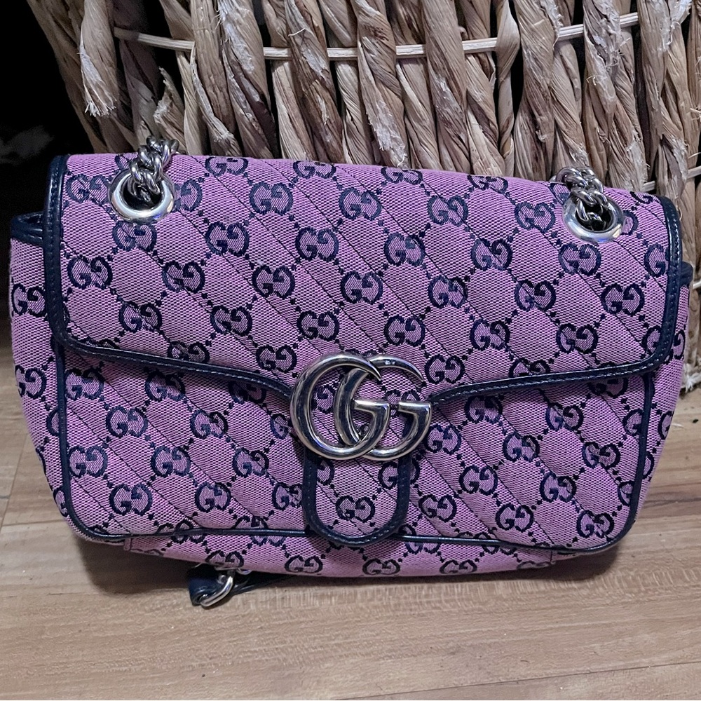 GUCCI Pink Monogram Pattern Luxury Designer Handbag